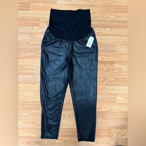Size S & X-Large (16-18) Time And Tru Women's Faux Leather Maternity Leggings